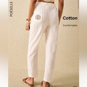 Women’s Lightweight White Linen-Blend Pants